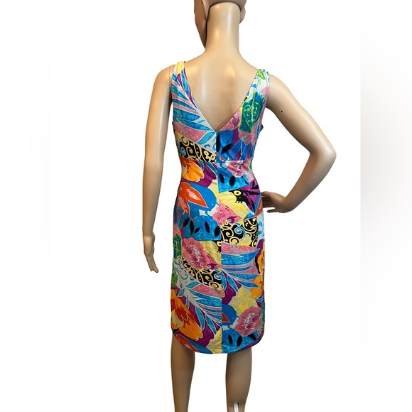 Lauren Ralph Lauren EUC Size 8P Tropical Floral Ruched Faux Wrap Dress (0464) - Picture 7 of 13